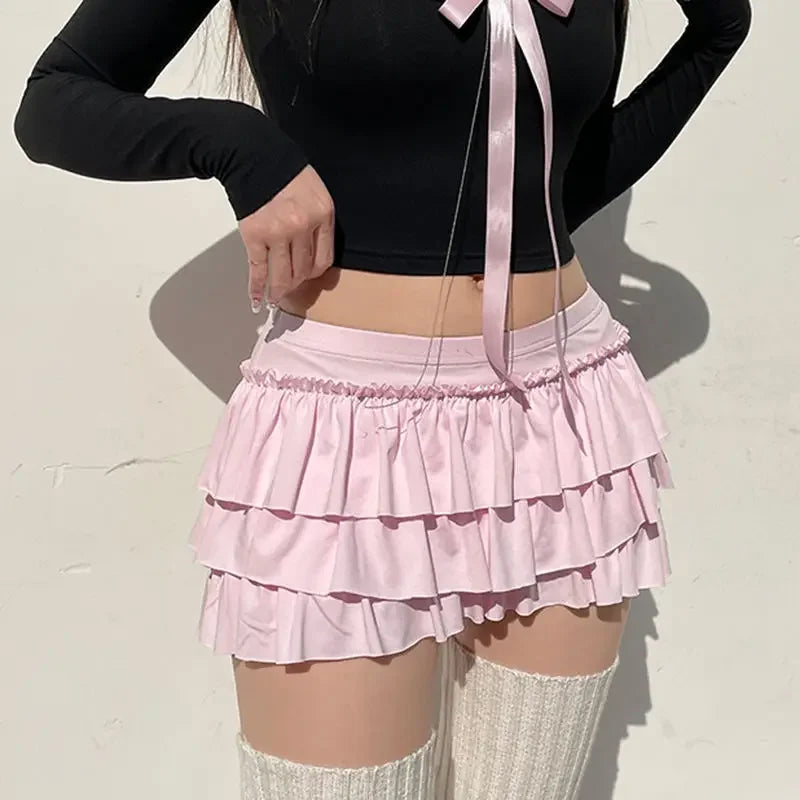 Summer Ball Gown Kawaii Skirts Women 2024 Casual Korean Style Y2k Clothes Faldas Largas Bow Slim A Line Sexy Bodycon Mini Skirt