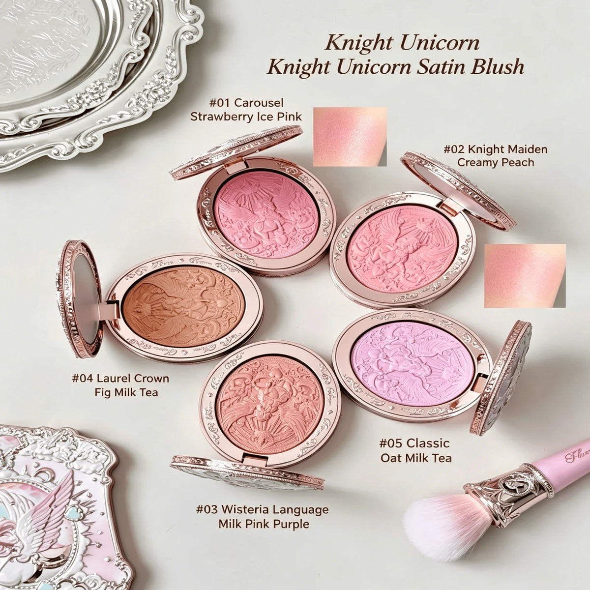 Flower Knows Knight Unicorn Series Embossed Blush Matte Face Palette
