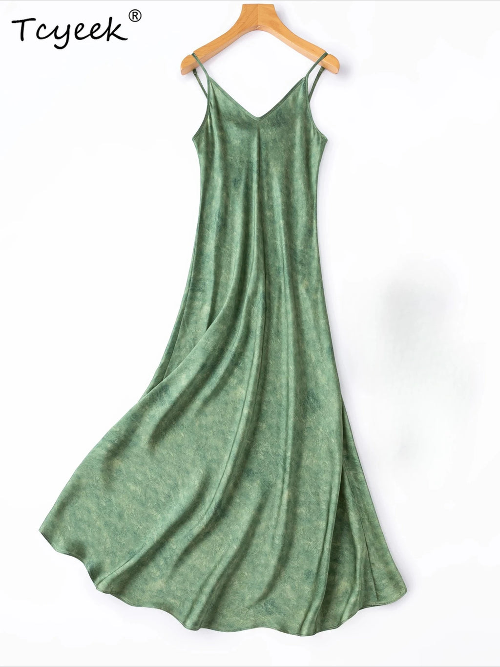 Tcyeek 100% Natural Mulberry Silk Womens Dresses Summer Clothes Elegant Fashion Dress 21MM Silk Maxi Dress 2026 Платье Женское