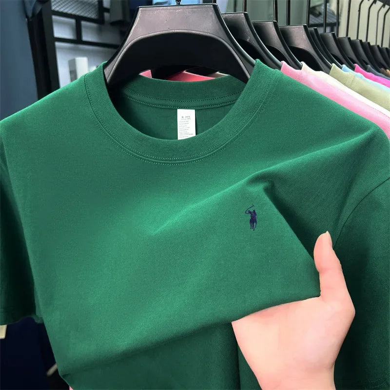 100_ cotton men's short sleeve T-shirt fashion brand Paul Pony embroidery summer new high-end comfortable casual round neck top