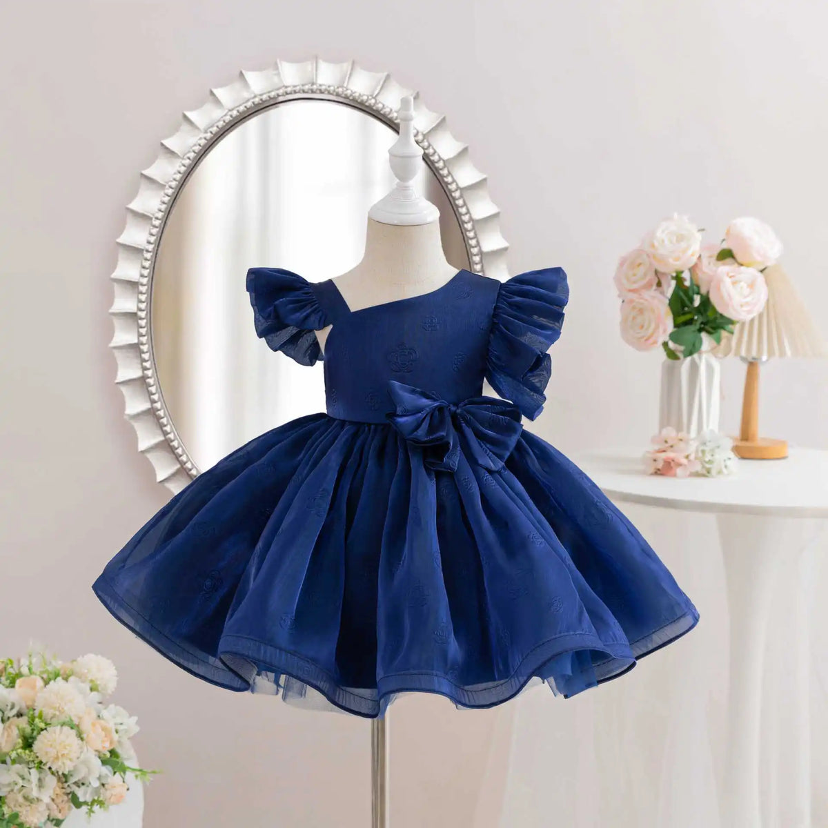 HETISO Girl Dresses Ruffle Sleeve Summer Princess Party Ball Gown Children Kids Girls Birthday Clothes 1-6 Years