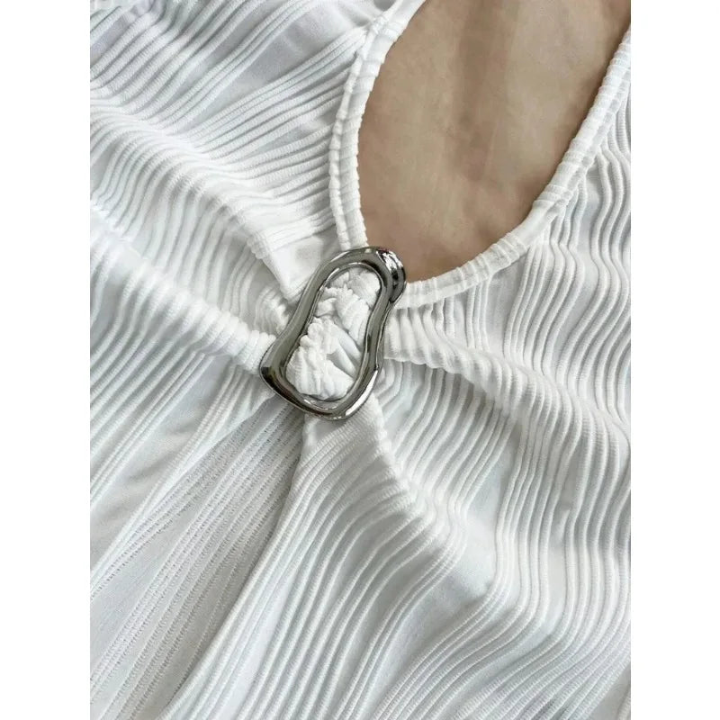 Summer for Women Sleeveless Top Clothes Solid Split Backless Women Sexy V-neck Halter Neck Crop Top