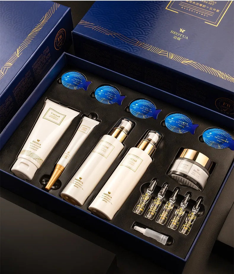 Caviar Pro-Xylane skincare 15-piece set  Reduces Fine Lines Repairs Skin Hydrates  Brightens Anti-Aging Firming Skincare