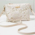 Casual Lace Shoulder Bag Floral Printed Hollow Crossbody Bag Soft Small Square Bag Tote Purse Handbag