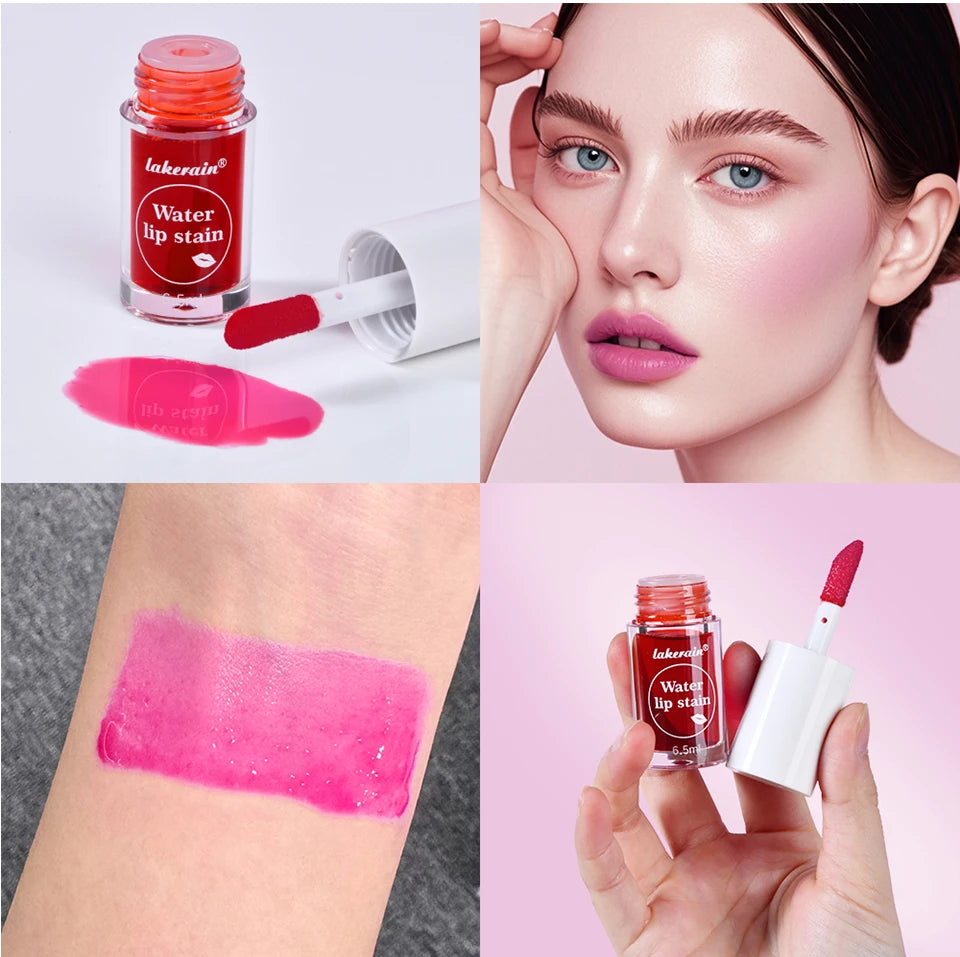Lip Tint Stain 2 IN 1 Long Lasting Waterproof Lightweight Non-sticky Lipstick Transfer-Proof Matte Finish Liquid Blush Lip Gloss