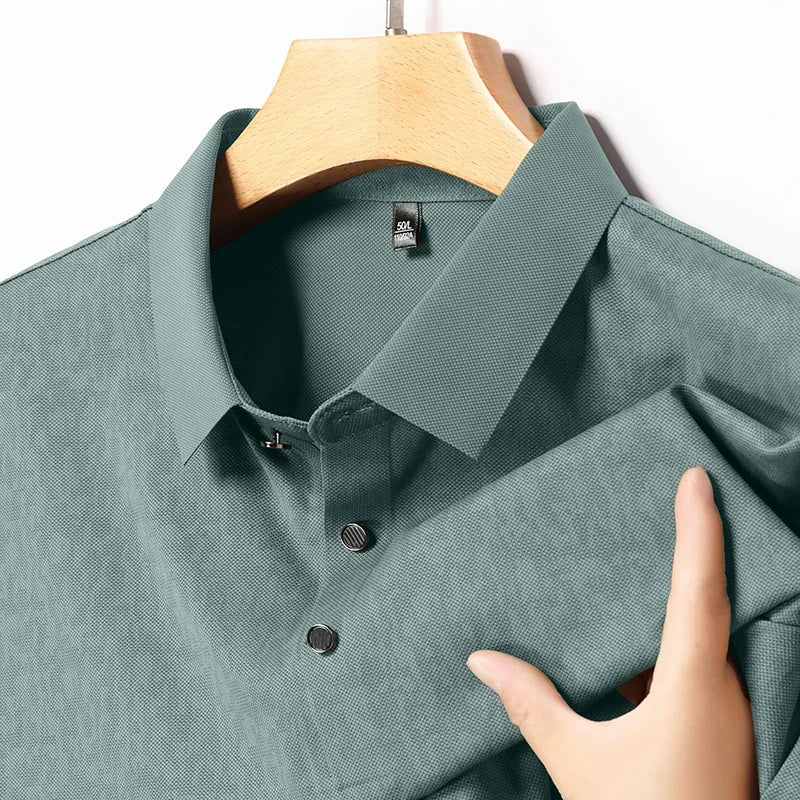 Mens Short Sleeve Geometric Pattern Polo Shirts Casual Summer Tops Lightweight Breathable Shirts for Men