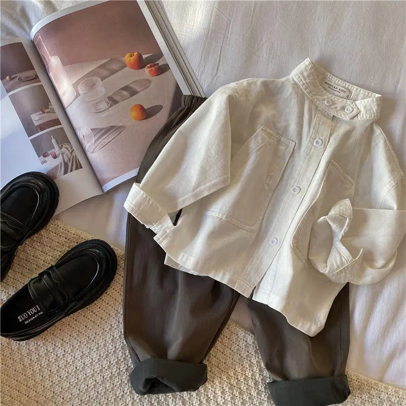 2025 New Spring autumn Baby Girls boys Cotton soild T shirts coat Cute Children kids Clothes