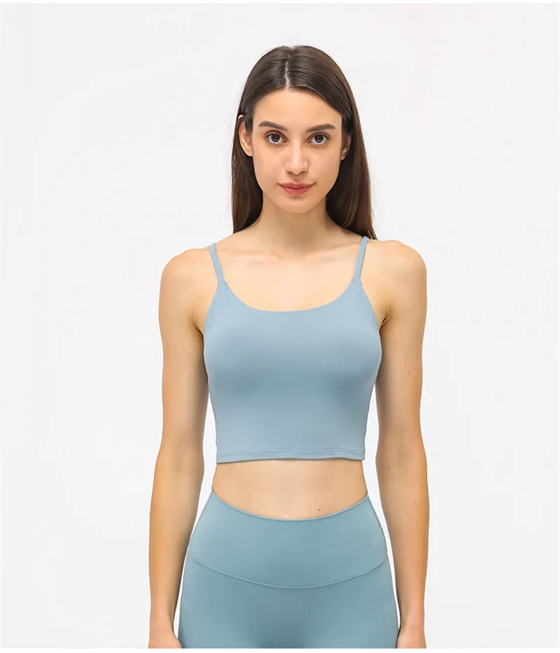 Solid Color Women Sports Bra Comprehensive Training Shockproof Halter Soft Sports Fitness Top Gym Yoga Chest Pad Comprehensive