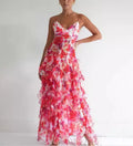 Elegant Boho Women's Summer Party Long Dress Sexy Floral Print Spaghetti Straps Backless Sleeveless Beach Sundress Maxi Dresses