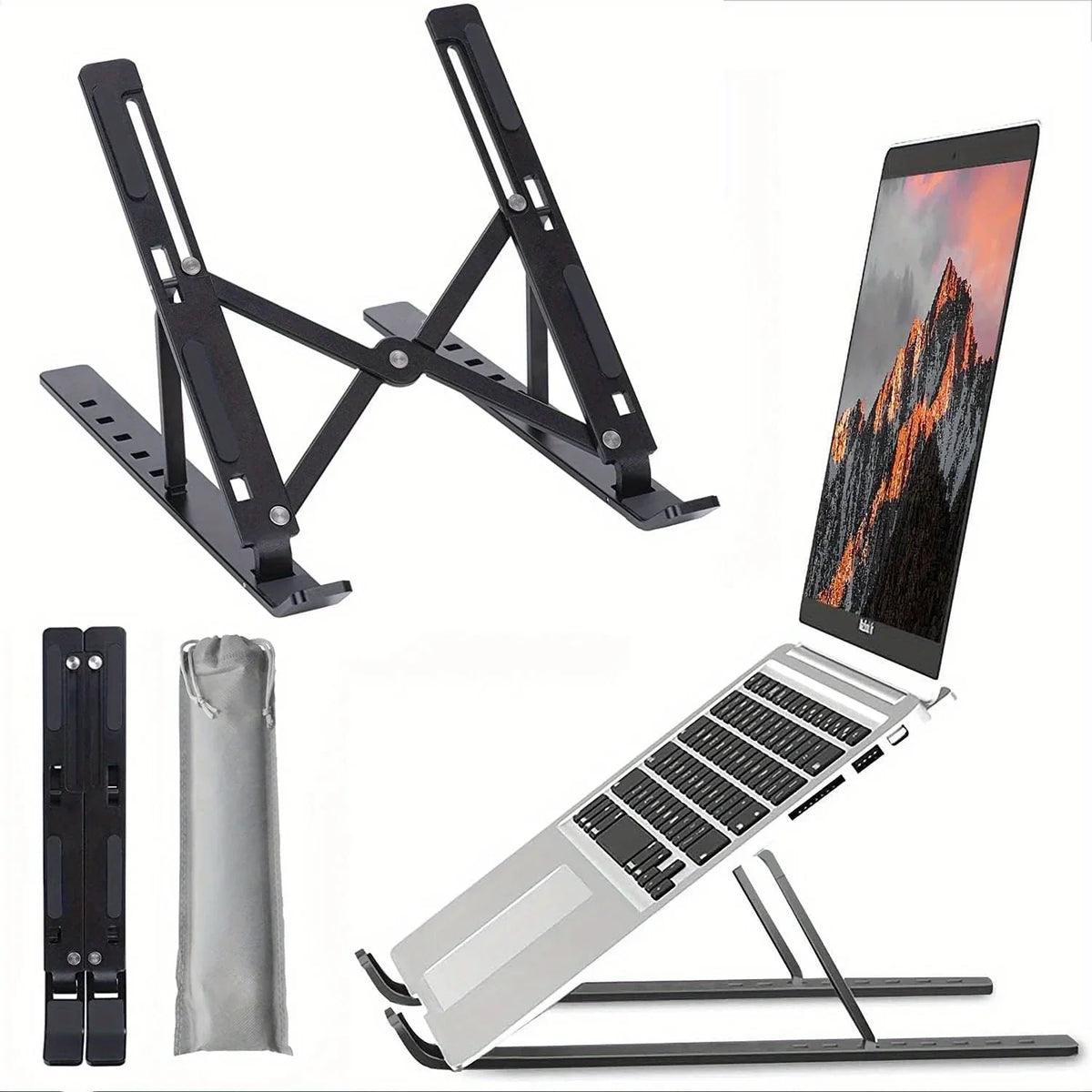 6‑Level Adjustable Laptop Stand - Foldable & Portable Design for 8‑14" Laptops & Tablets, Enhanced Ventilation & Heat Management