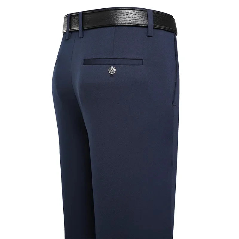 Men'S Trousers Summer Thin Business Casual Pants Classic Solid Color Elastic Comfortable Loose Straight Brand Men'S Wear