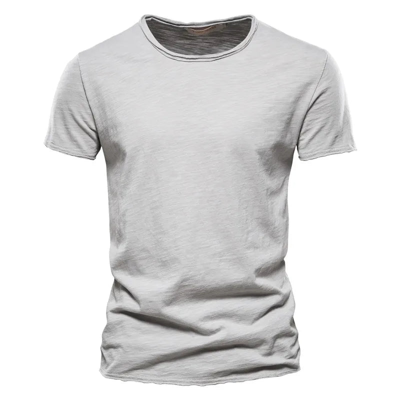 Aiopeson 100% Algodón Hombre Cuello V Camiseta Ajustada de Confort Premium Casual