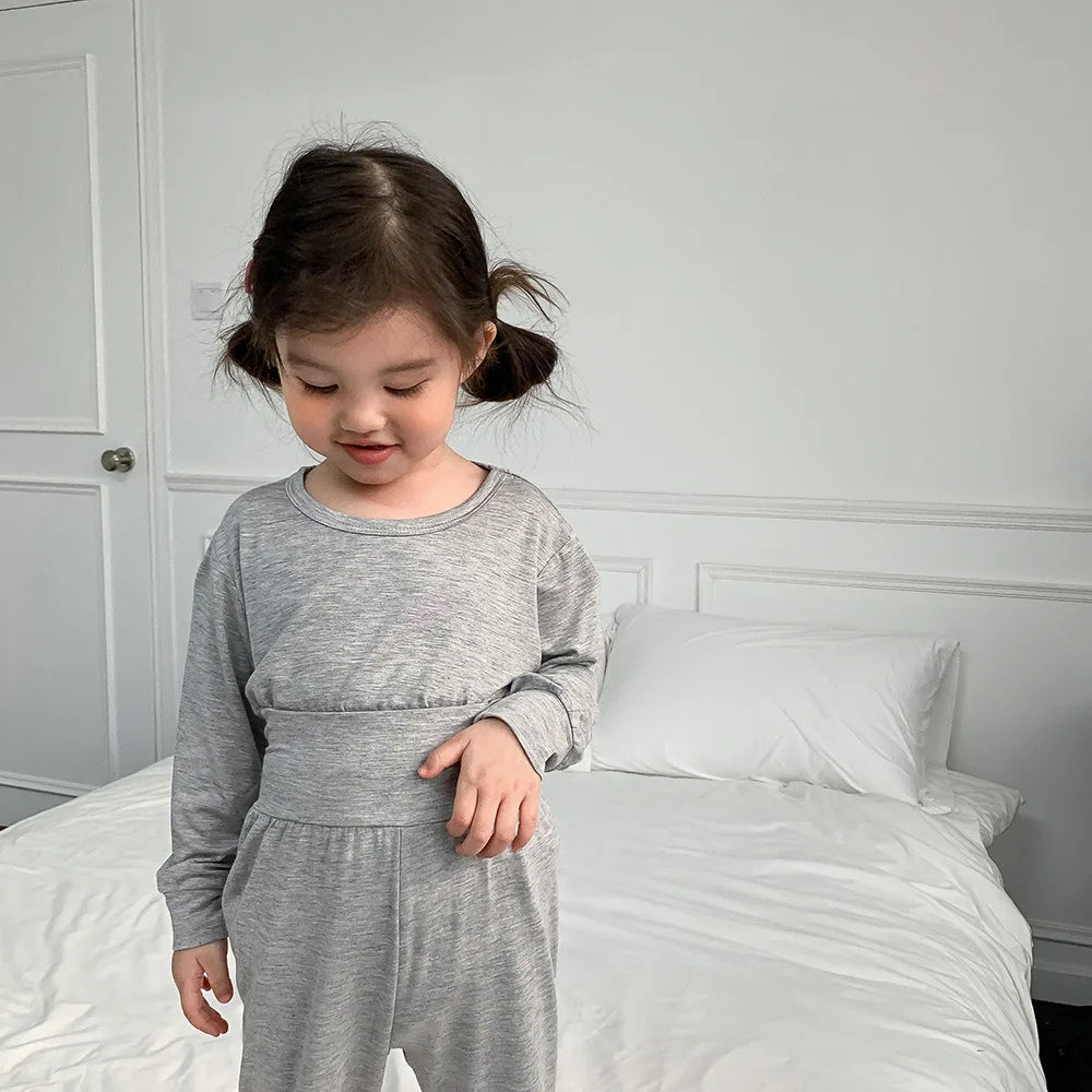1-8T Toddler Kid Baby Boy Girl Pajamas Set Homewear 2pcs Clothes Set Long Sleeve Top High Waist Pant Suit PJ Outfit