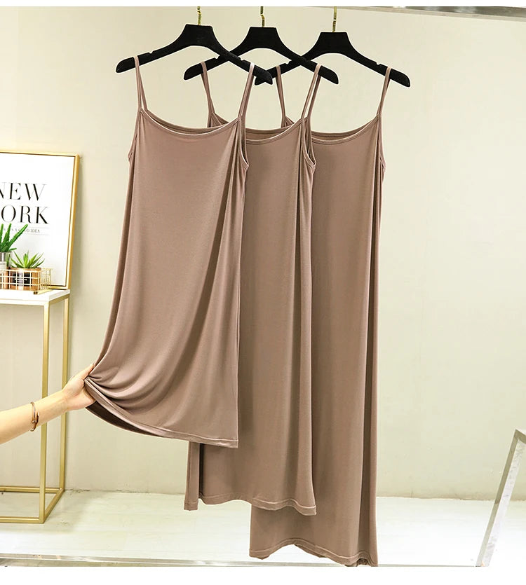 Modal Sleeveless Vest Dress Women Summer Thin Base Layer Color Block Casual round Neck Scene Casual July Deer Brand Dress