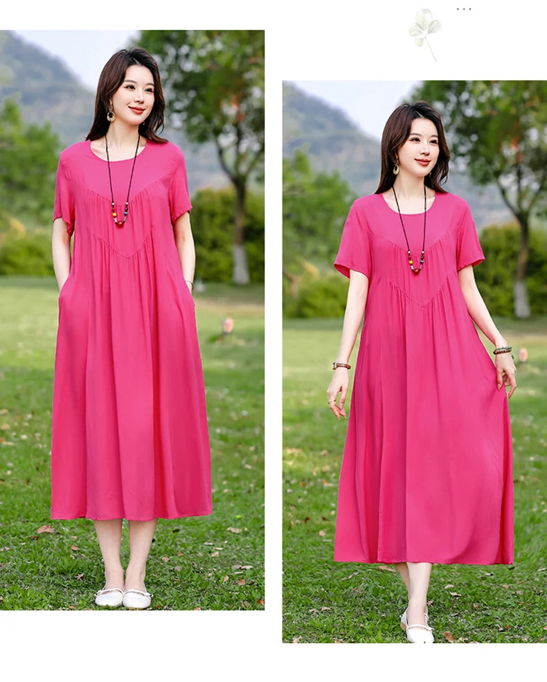 New Print plus size 2026 New Fashion Floral Printed Summer Dress Vestidos Elegant Short Sleeve Slim O-Neck Party Women clothing
