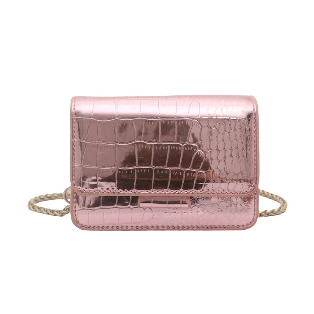 Fashionable Chain Strap Square Bag Solid Color PU Leather Crossbody Bag Tote Bag Women
