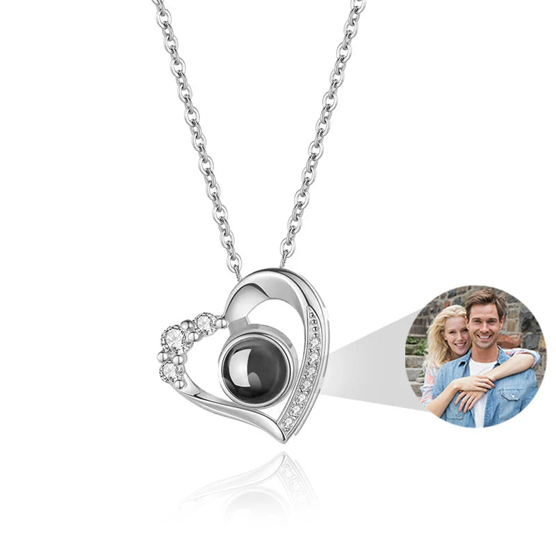 Custom Photo Projection Necklace With I Love You In 100 Languages Personalized Gift For Women