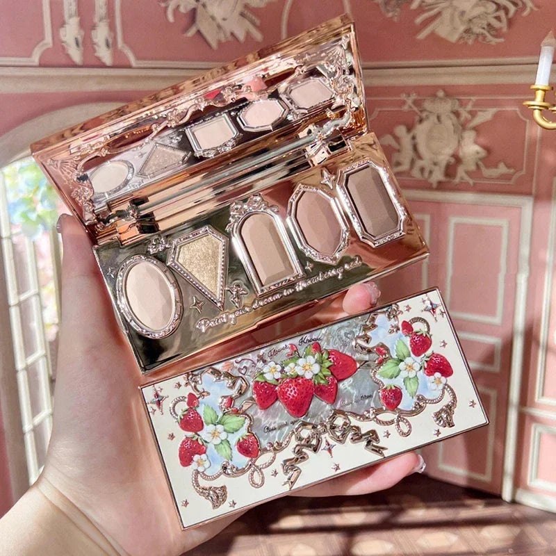Flower Knows Series Shell Strawberry Angel Moonlight Mermaid Jewel Eyeshadow Palette 5 Colors Pearlescent Mashed Potatoes