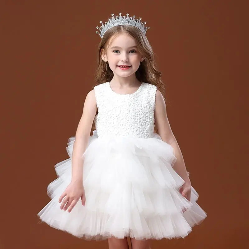 2026 Summer Kids Vest Dress Princess Tutu Skirt Performance Outfit Set Girls Sleeveless Dress