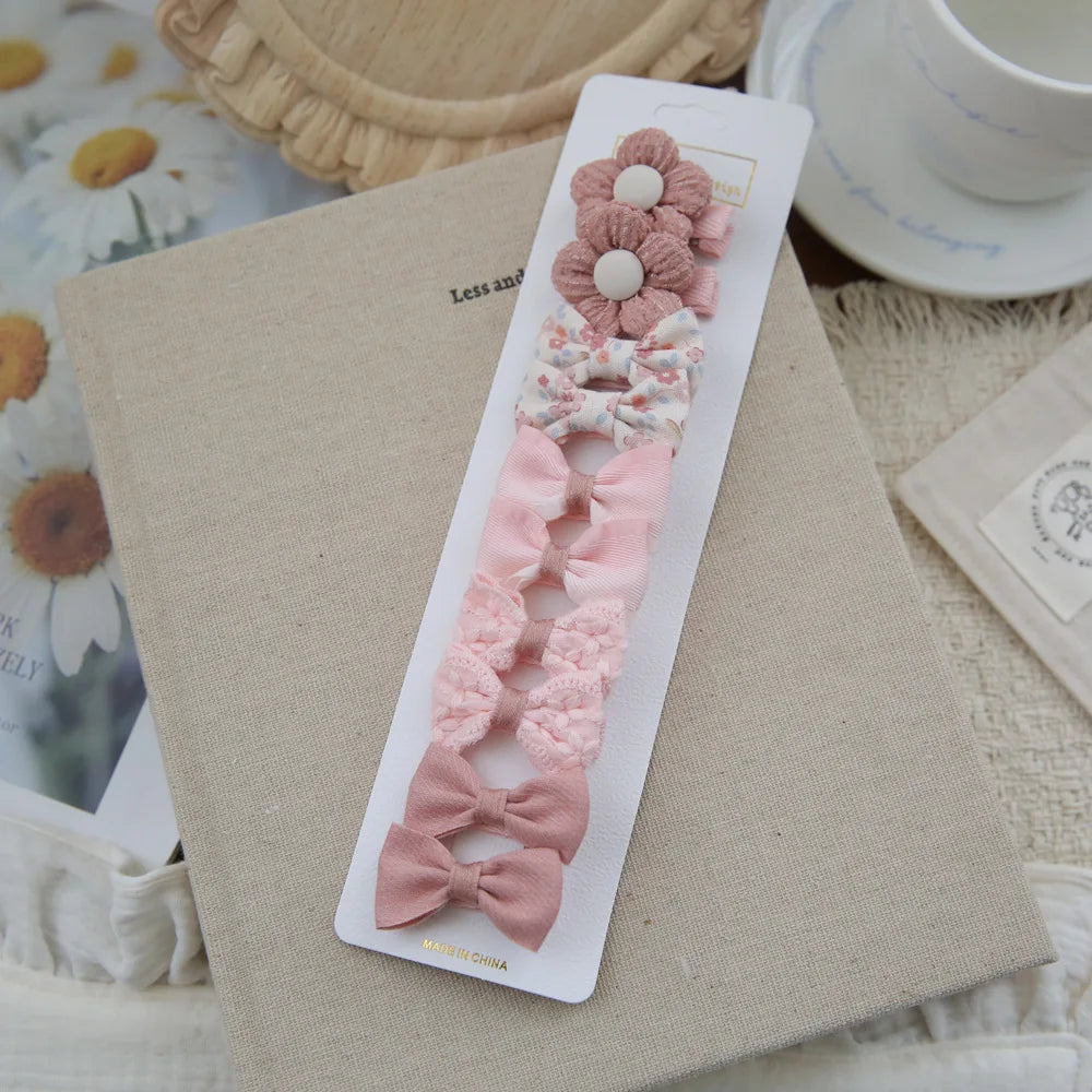 10pcs/Set Baby Hair Accessories for Girls Full Coverage Fabric Lovely Hair Clips Children's Headwear Bow Hair Accessories