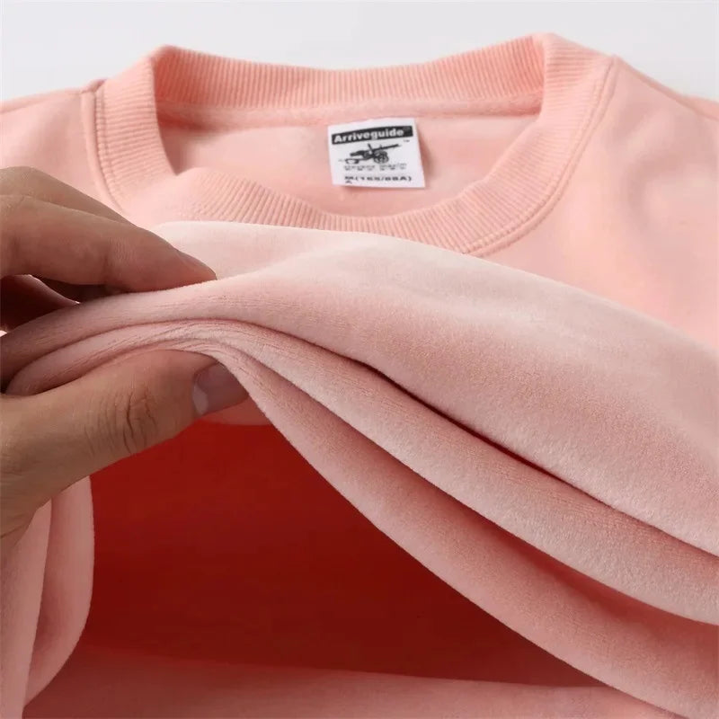 Silver Fox Velvet Pullover Sweatshirt - Loose Fit Long Sleeve Round Neck