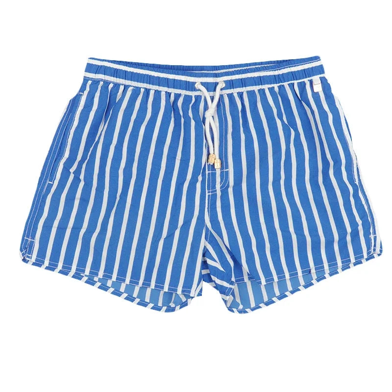 Men Clothing 2026 Beach Pants Men's Beach Vacation White Striped Shorts Hot Spring Swimming Trunks with Lining