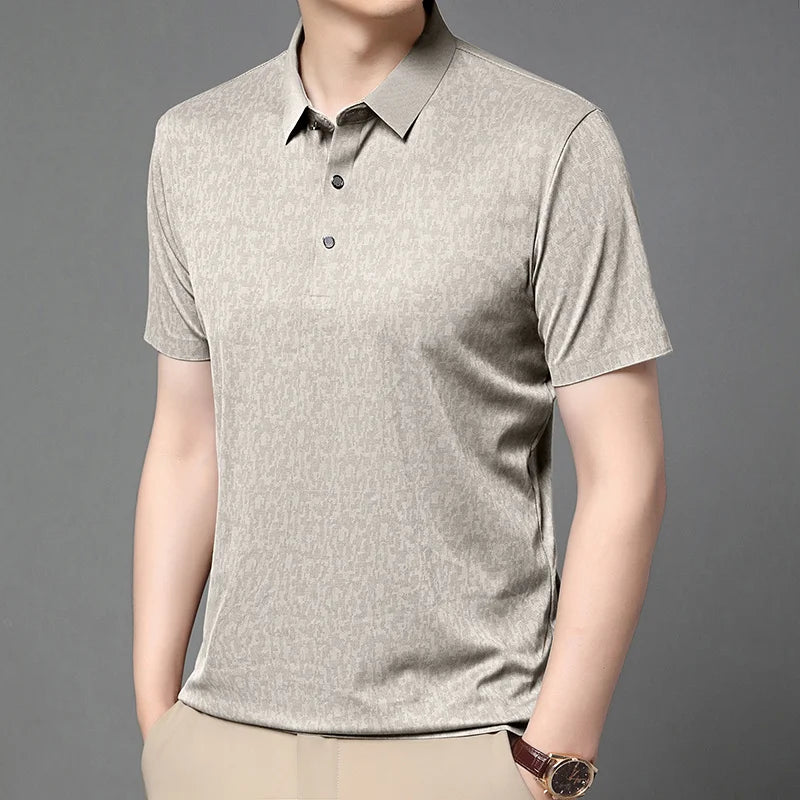 Wrinkle Resistant Woven Textured Male Shirt Full Button Placket Weekend Outdoor Walk Home Relax Errands Outfit