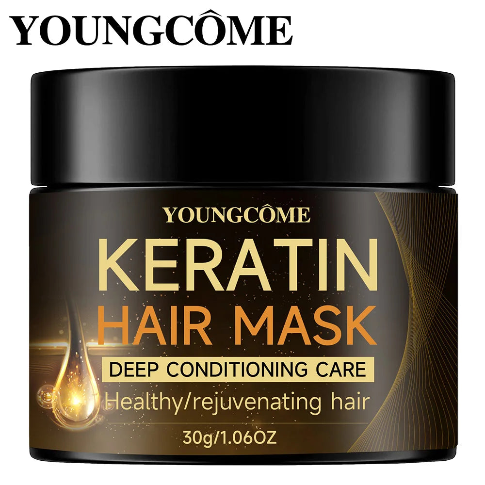  YOUNGCOME Keratin Hair Mask Moisturizer Conditioner Soft Smooth Frizz Damaged Hair Care Repair Hair Restore Shine Hair Mask