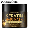  YOUNGCOME Keratin Hair Mask Moisturizer Conditioner Soft Smooth Frizz Damaged Hair Care Repair Hair Restore Shine Hair Mask
