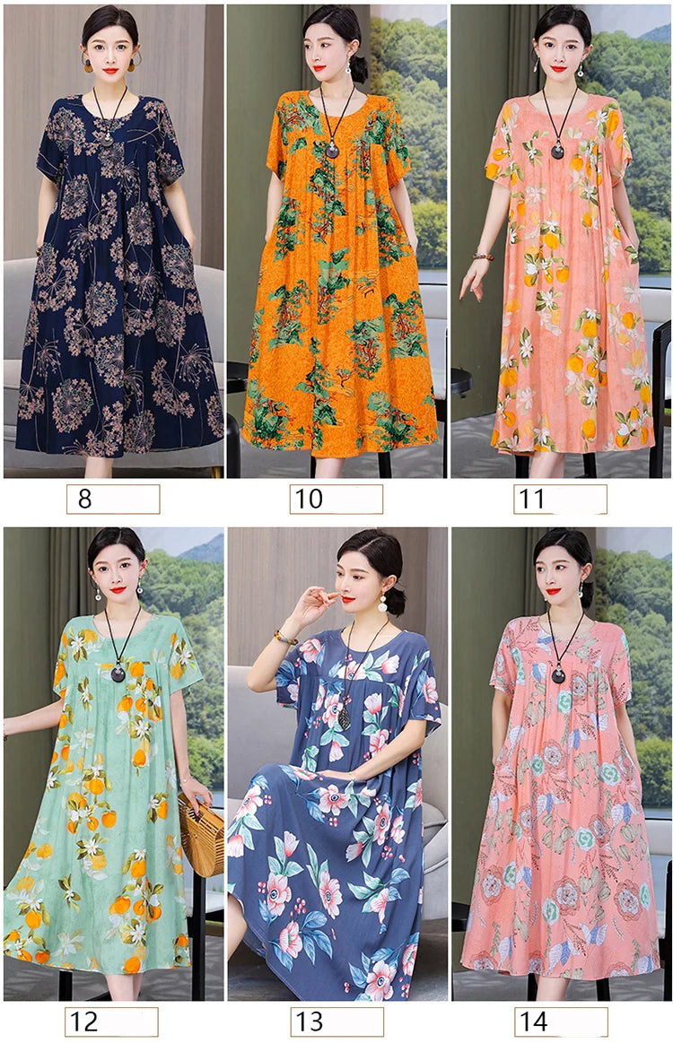 New Fashion Casual Summer Dress For Women Ladies O-Neck Print Short Sleeve Dress plus size Women Clothing