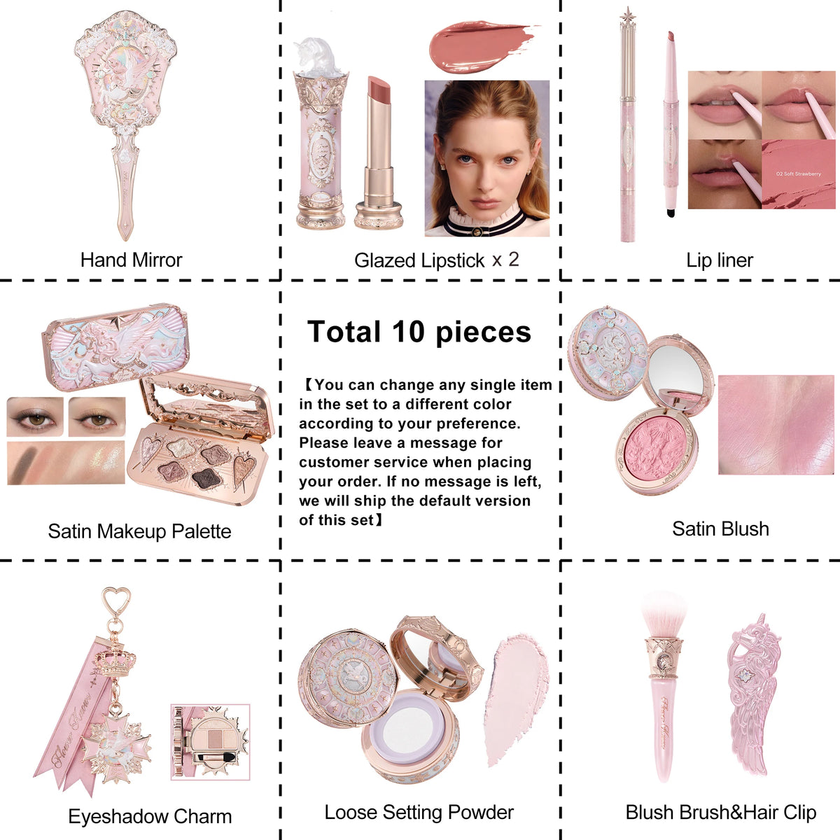 Flower Knows Knight Unicorn Makeup Set - Eyeshadow, Blush, Lipstick