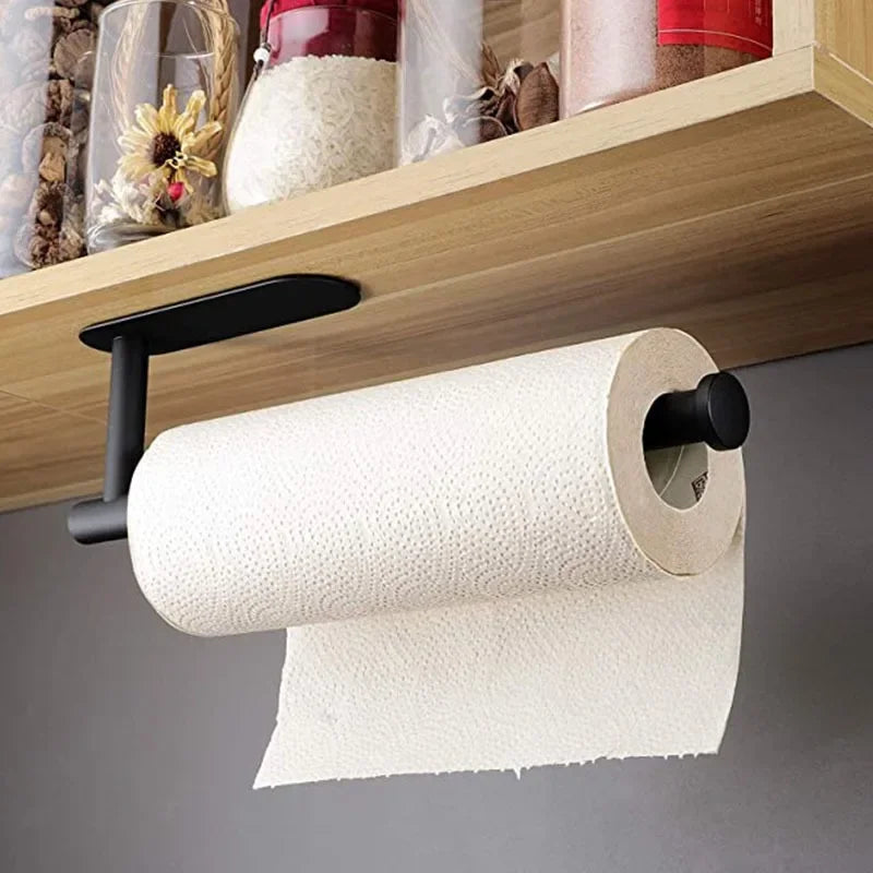 Toallero de cocina de acero inoxidable, soporte para papel de cocina, organizador debajo del fregadero, estante de almacenamiento alargado, accesorios para fregadero SNJ007