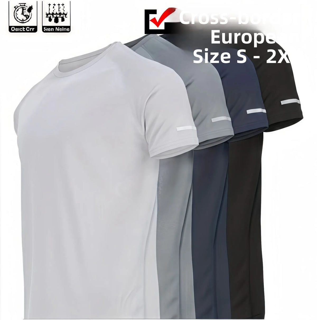 Men's Short Sleeve T-Shirt - Slim Fit Sporty Synthetic Fiber Blend