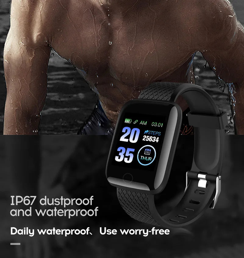 116plus Smart Watch Hombres y Mujeres Pantalla Táctil Completa Reloj Deportivo de Fitness Hombre IP67 Impermeable Bluetooth para Ios Android Smartwatch