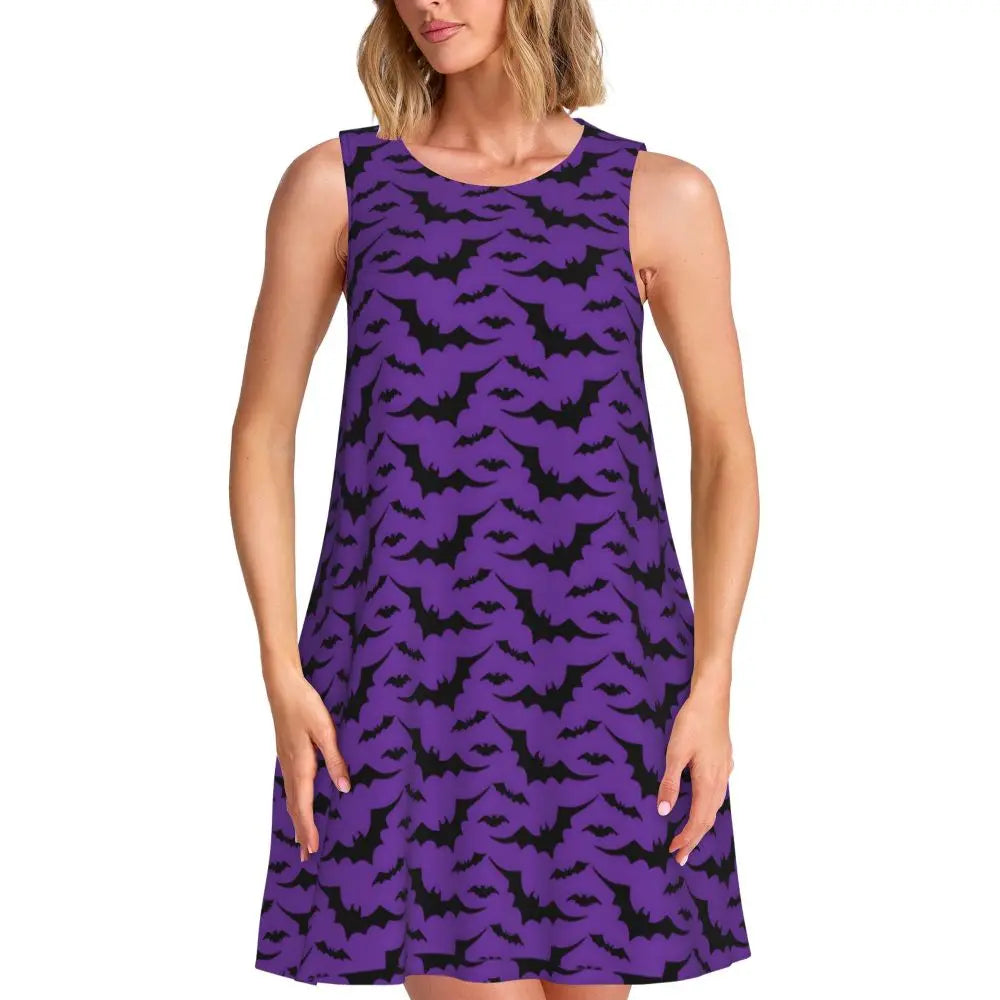 Shiny Graffiti Casual Dress Colorful Print Sleeveless Boho Dresses Women O Neck Street Fashion Dress Day Print Vestidos Present