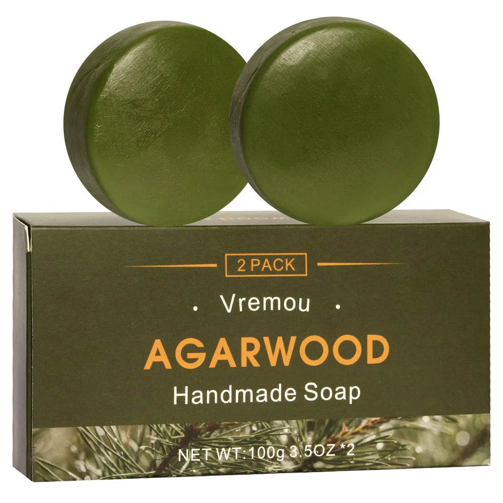 Sandalwood & Agarwood Handmade Soap 2-Pack – Gentle Cleansing Plant Essential Oil Fragrance Body Soap