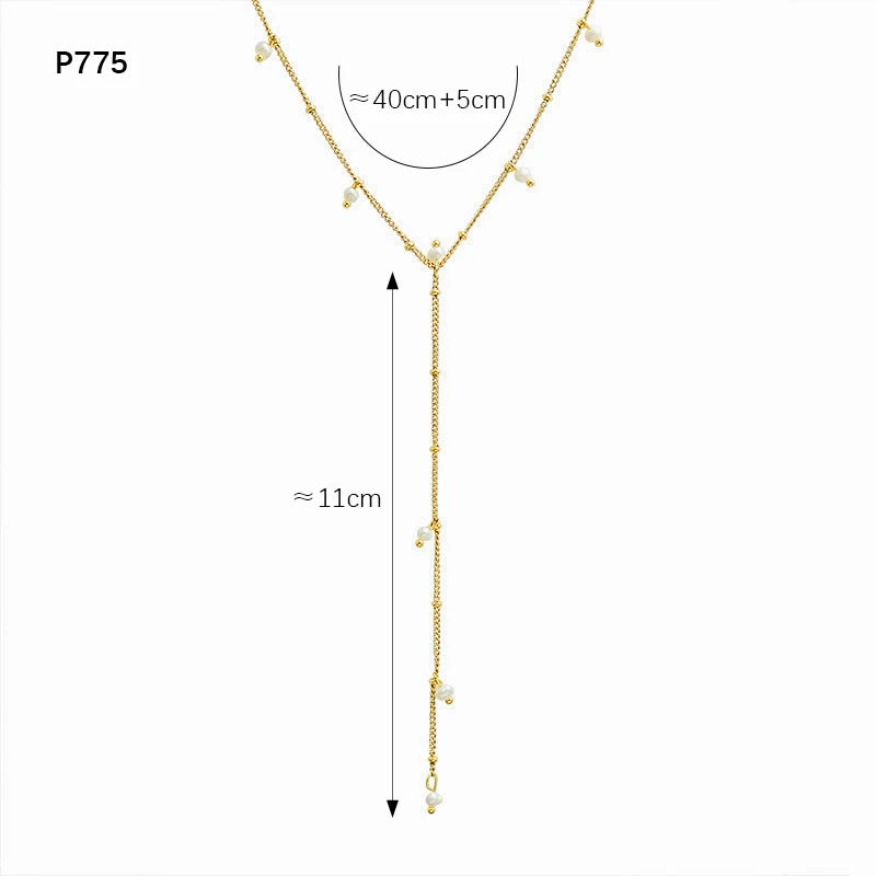 Multi Models Long Tassel Necklaces In Stainless Steel With 18k Gold Plated Waterproof Non Tarnish Chains Necklace For Women