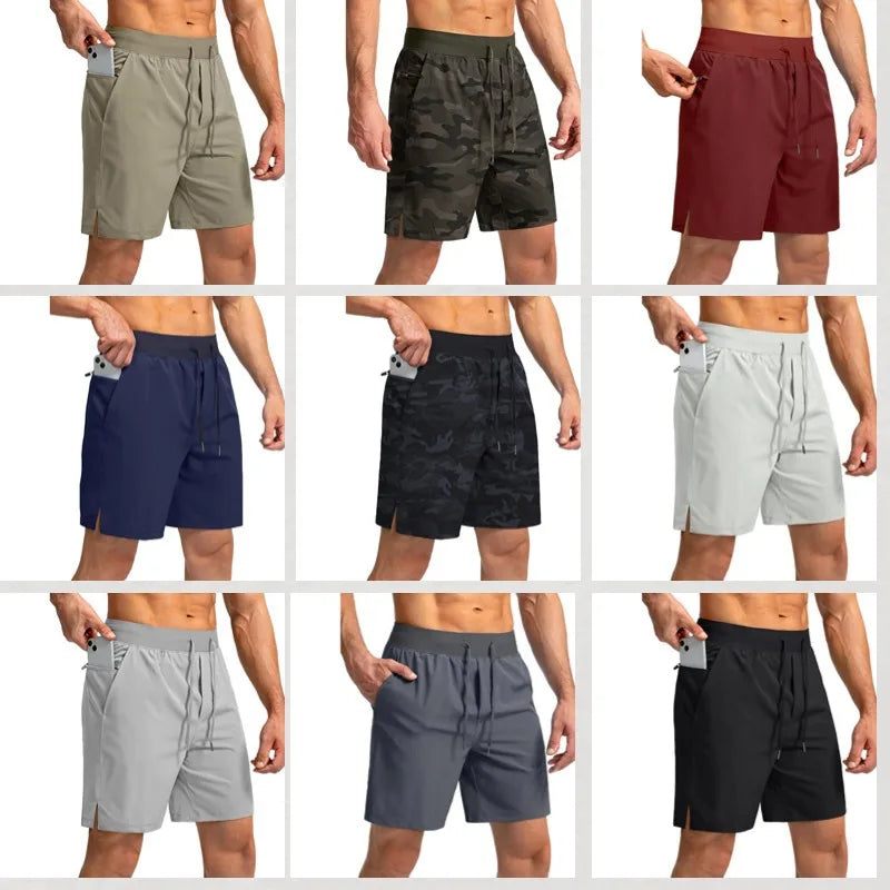 1Pcs/Mens Ice Silk Cooling Shorts Quick-Dry Workout Running Fitness Shorts With Zipper Pockets Athletic Gym Sportswear Loose Fit