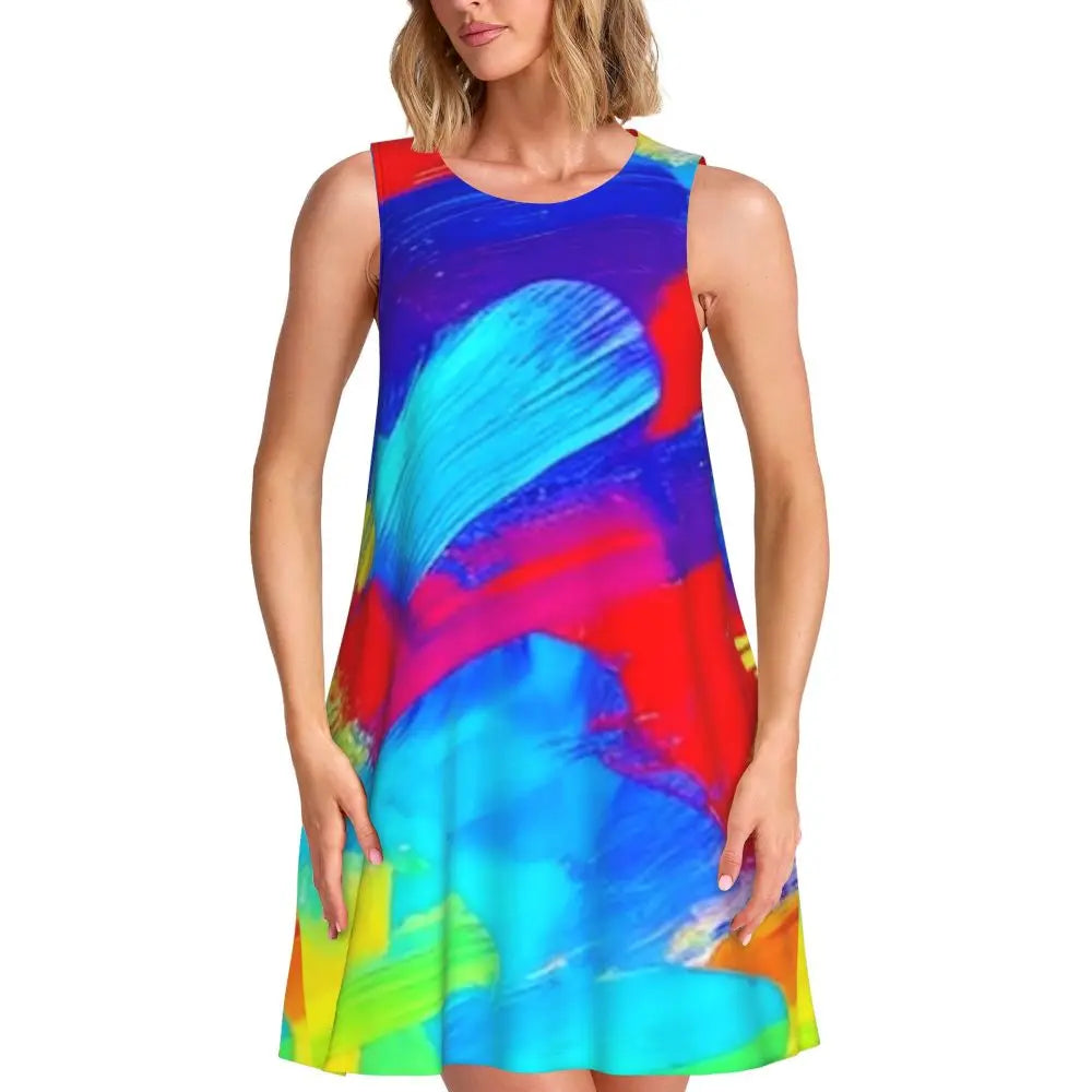 Jewelry Chains Tank Dress Belts Print Simple Dresses Summer Print Sexy Dress Hot Sleeveless Vestido Big Size
