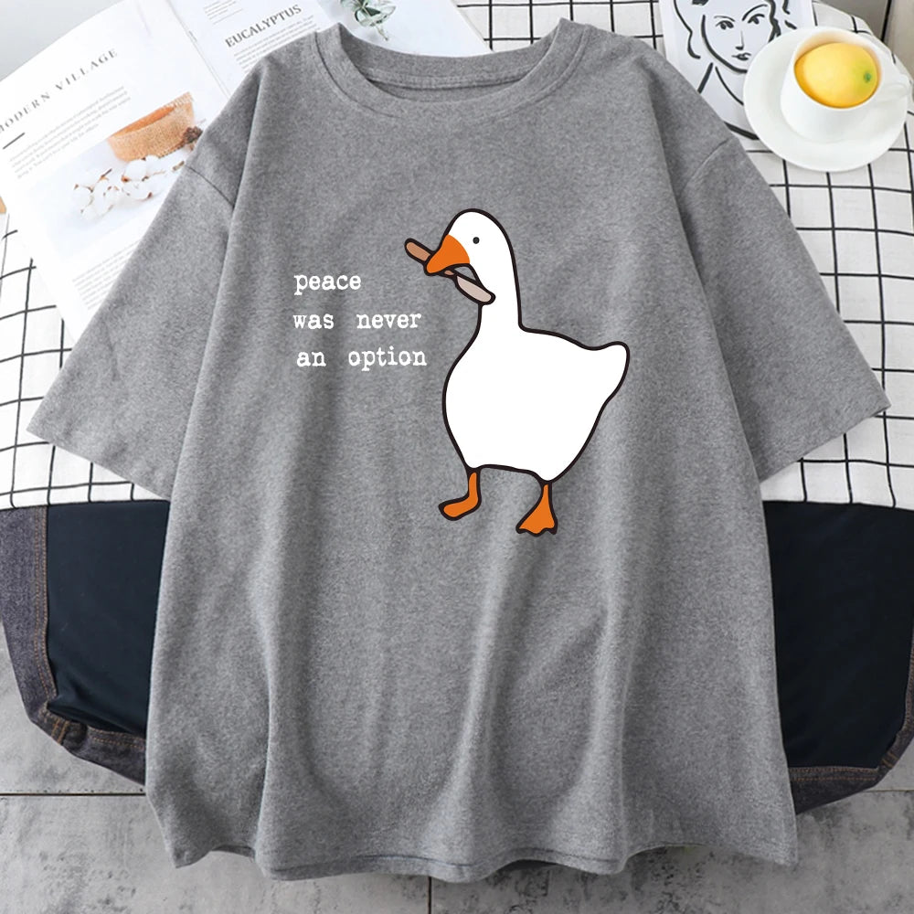 Peace Was Never An Option Prints Mans Cotton Tee Clothing Creativity All-Math Short Sleeve Fashion Casual Loose Tops Men T-Shirt