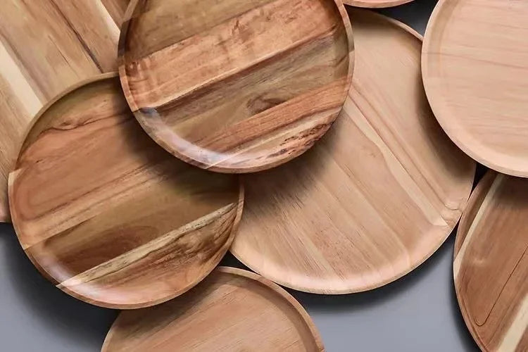 2026 New 15/20/25cm DIY Thinking Wooden Plate Round Tea Wooden Dining Plate Snack Bread Dried Fruit Plate