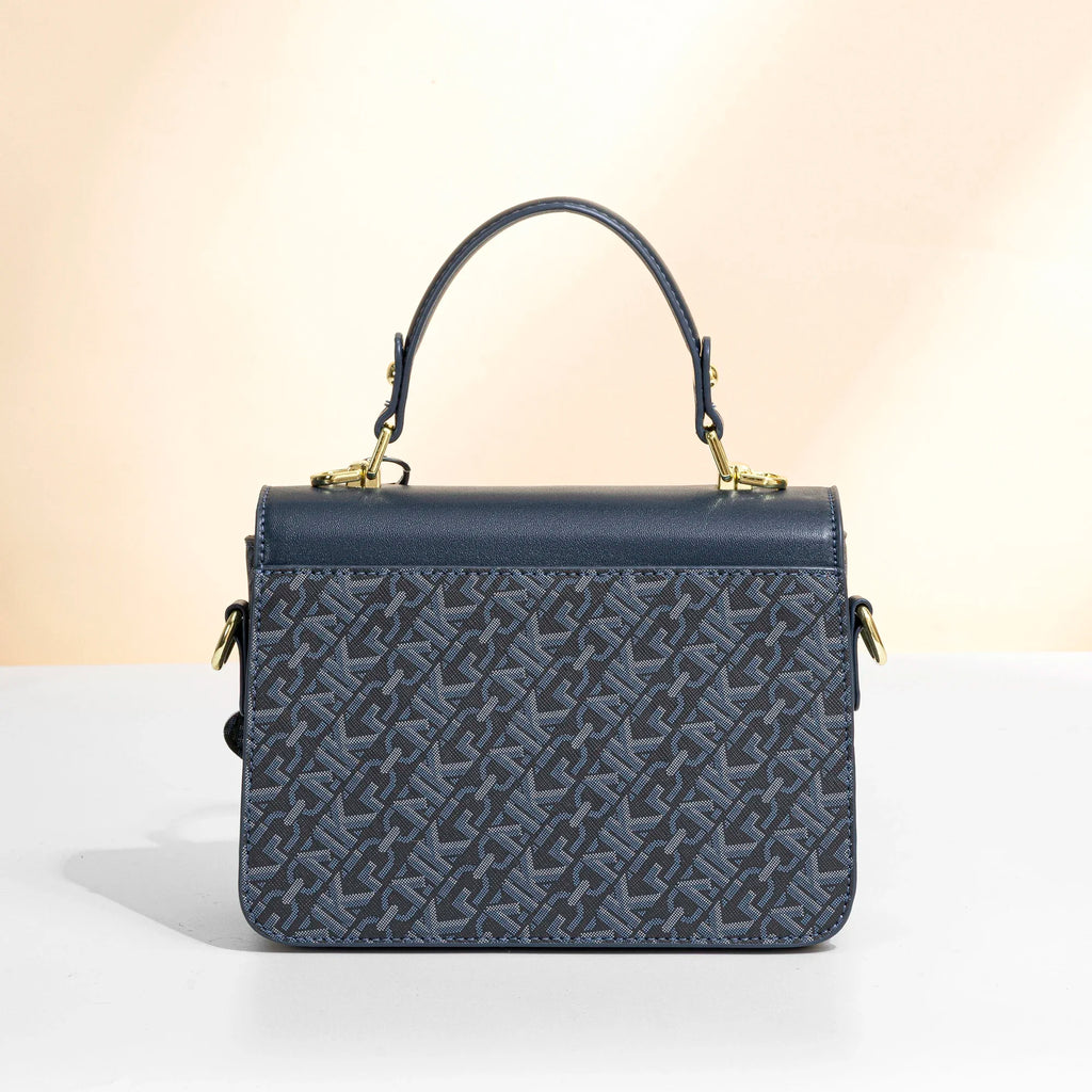MKF Retro floral patchwork leather flap bag, women's square metal snap closure crossbody bag