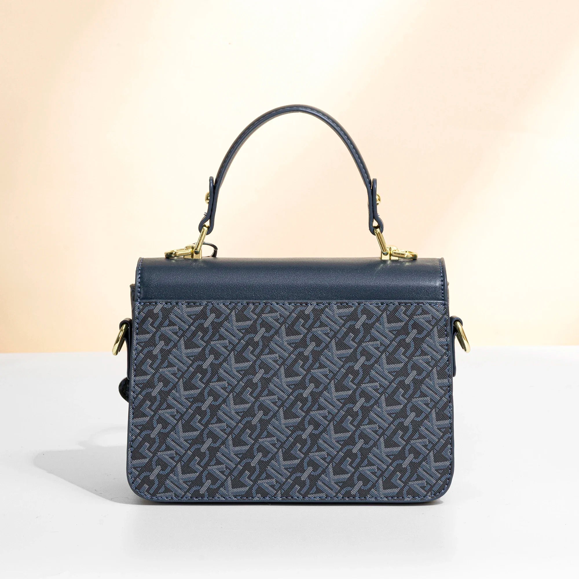 MKF Retro floral patchwork leather flap bag, women's square metal snap closure crossbody bag