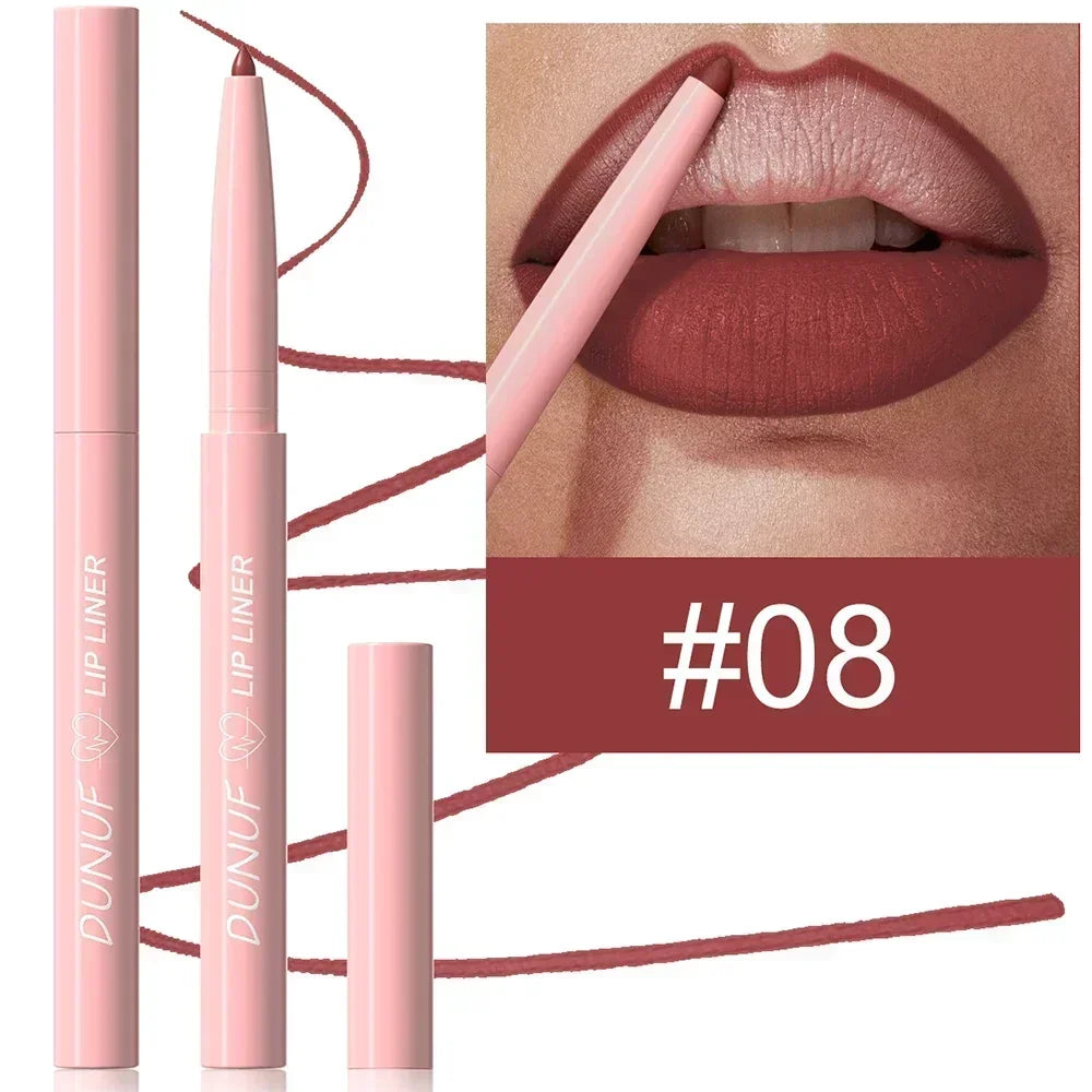 Dunuf 12 Color Velvet Matte Lip Liner Pencil Waterproof for Precise Lip Contour Nude Pink Set for Makeup Lovers