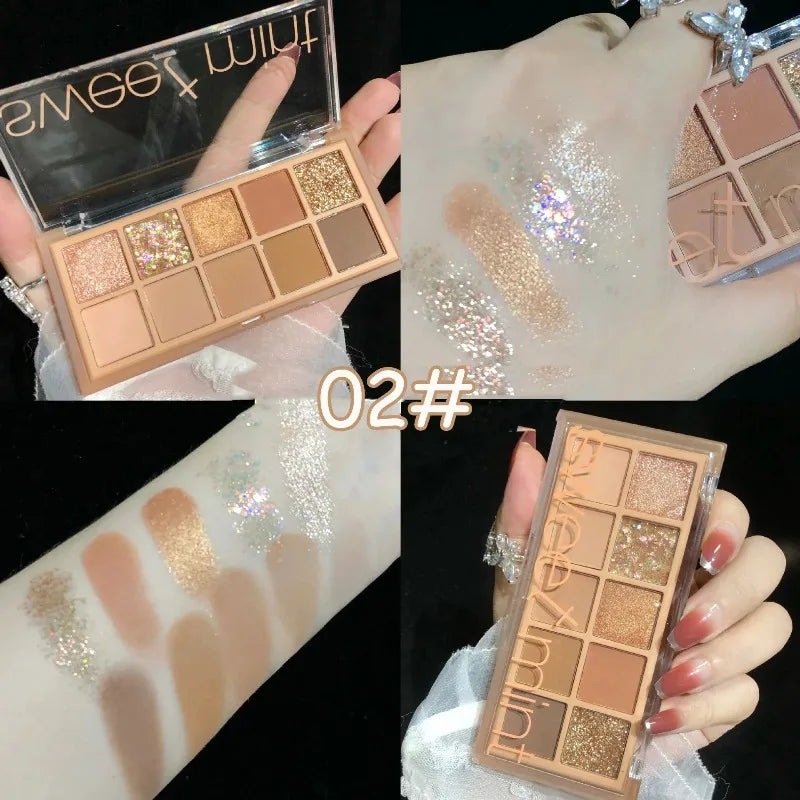 10 Color Eyeshadow Palette Matte Pearl Fine Shining Pumpkin Tea Milk Earth Color Eye Shadow Tray Makeup Pigment Korean Cosmetics