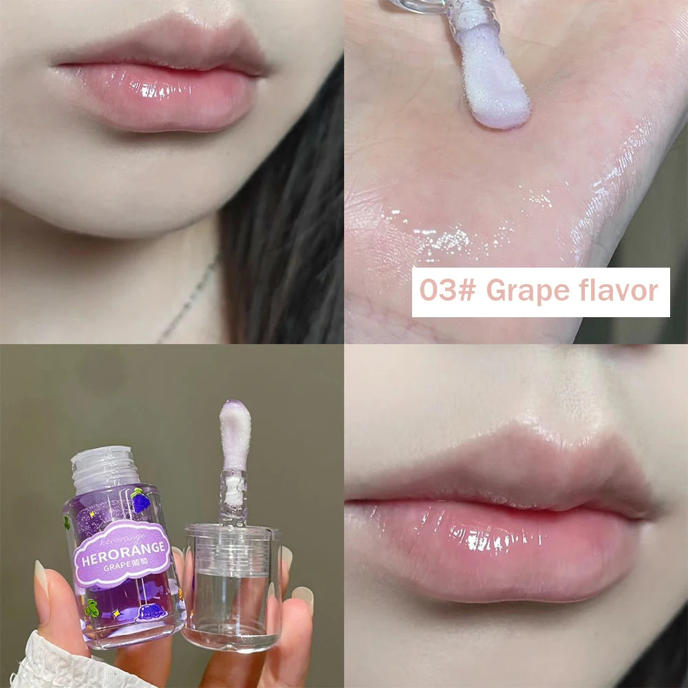 HERORANGE Fruit Flavored Lip Oil Moisturizing Lip Balm Lip Gloss Lip Primer Lip Care Makeup