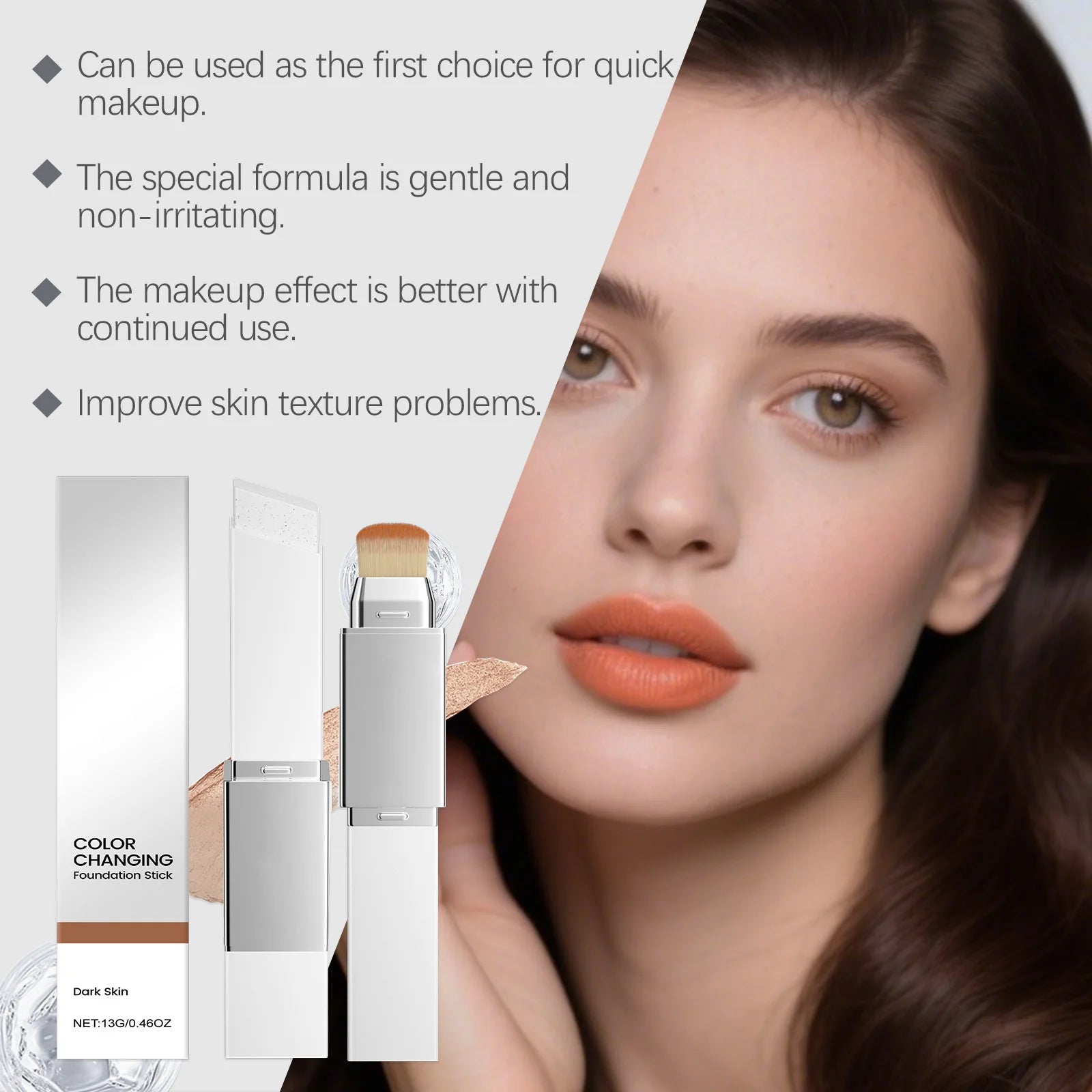 AMZ 13g Darkening Skin Blotting Duo-Action Foundation Stick is a Natural, Moisturizing, Refreshing, Lightweight