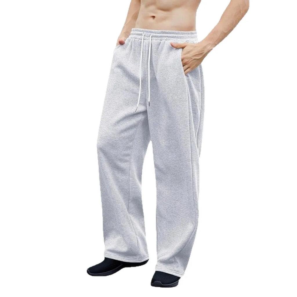 Mens Sweatpants Straight Fit Joggers for Sports and Streetwear Loose Oversized Casual Pant Drawstring Multi-pocket Men Long Pant