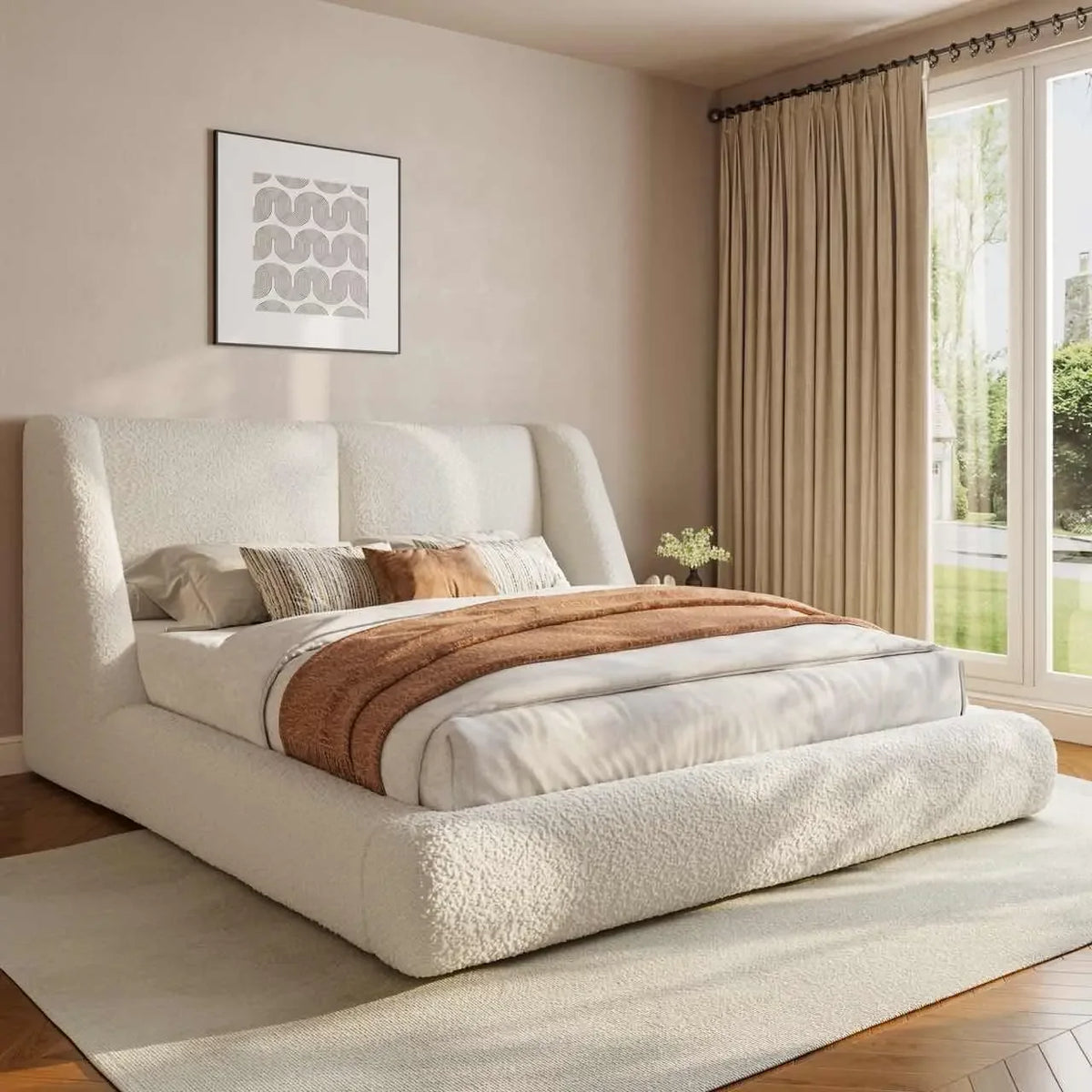 Queen Size Cloud Bed Frame Anti Slip Bottom Noise Free Soft Corner Easy Assembly