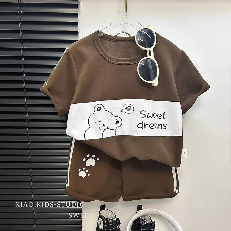 Children's Summer 2-Piece Cotton T-Shirt and Shorts Set - Unisex